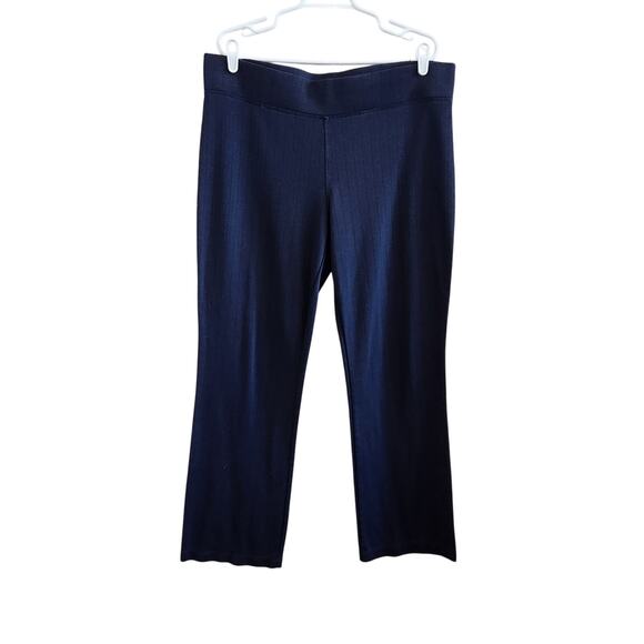 George Stripes Pull On Straight Leg Classic Dress Pants Stretch Blue Size XL - Picture 1 of 7